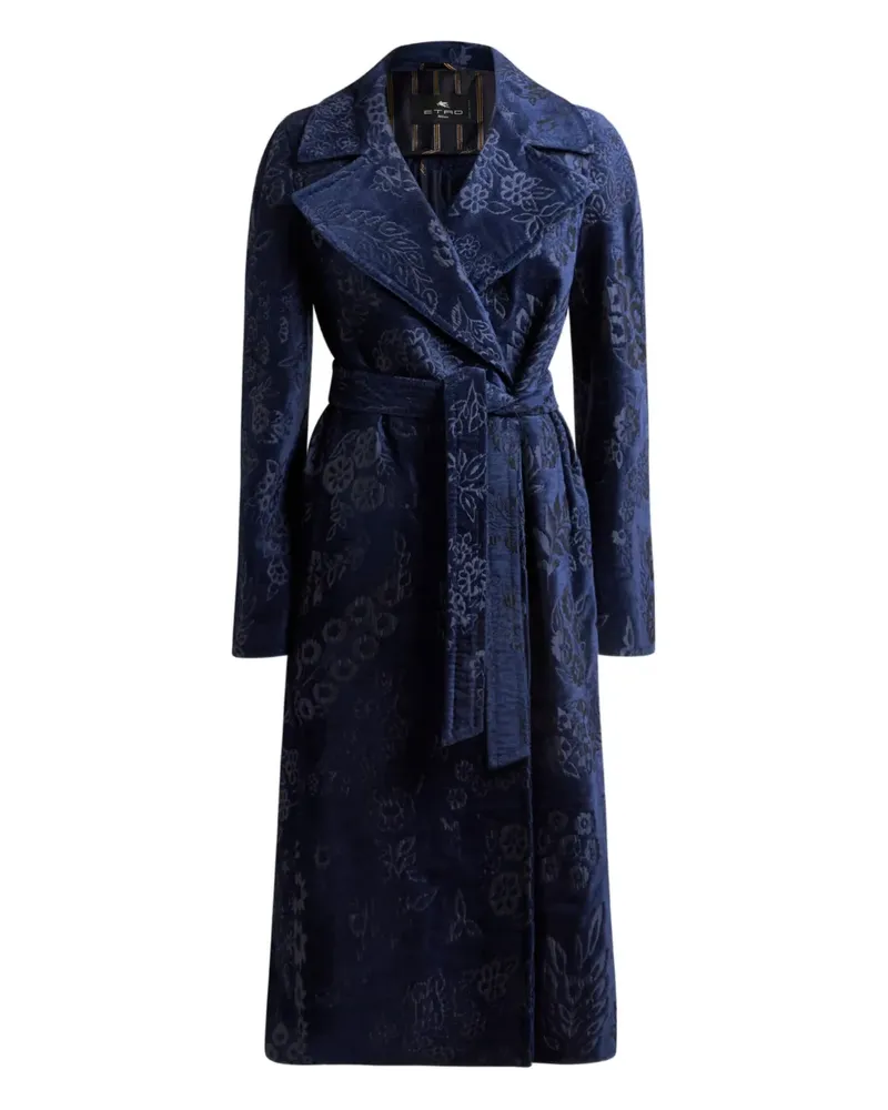 Etro Blumenmantel aus Chenille-Jacquard - Blau Blau