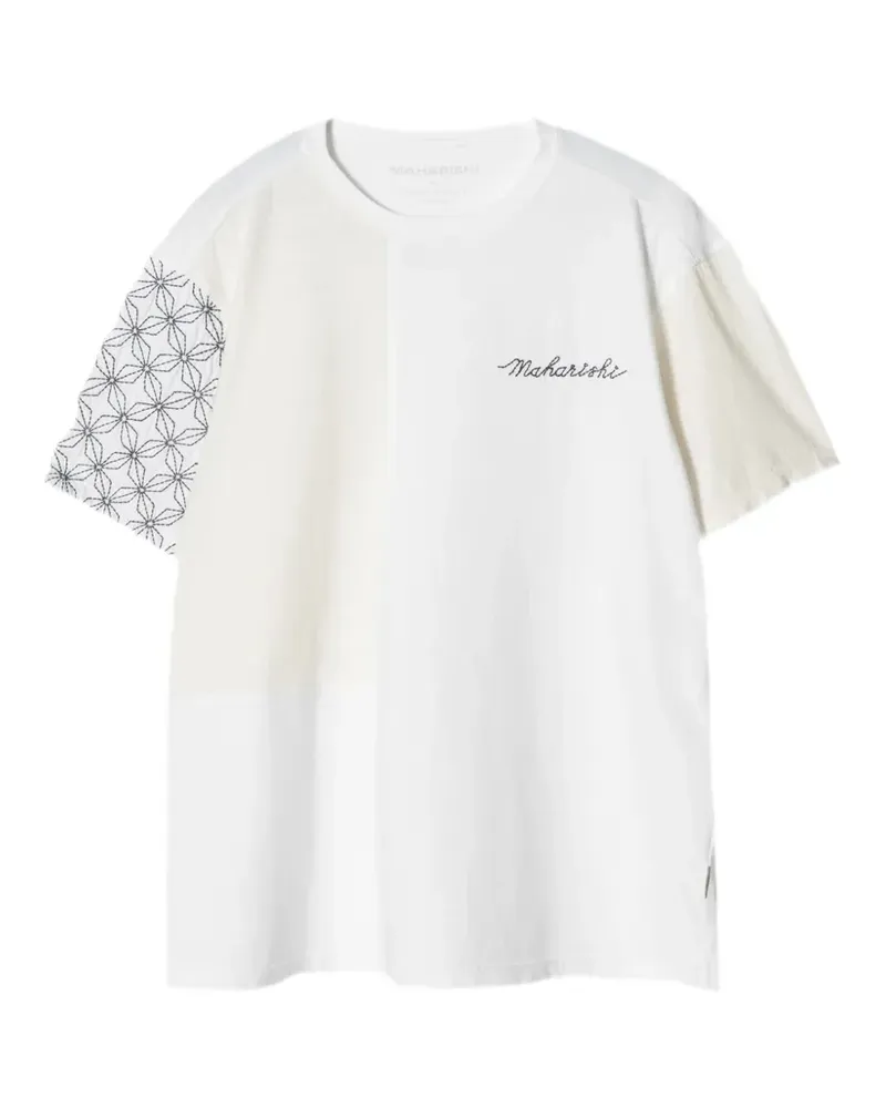 maharishi Sashiko Patchwork-T-Shirt mit Stickerei - Weiß Weiß