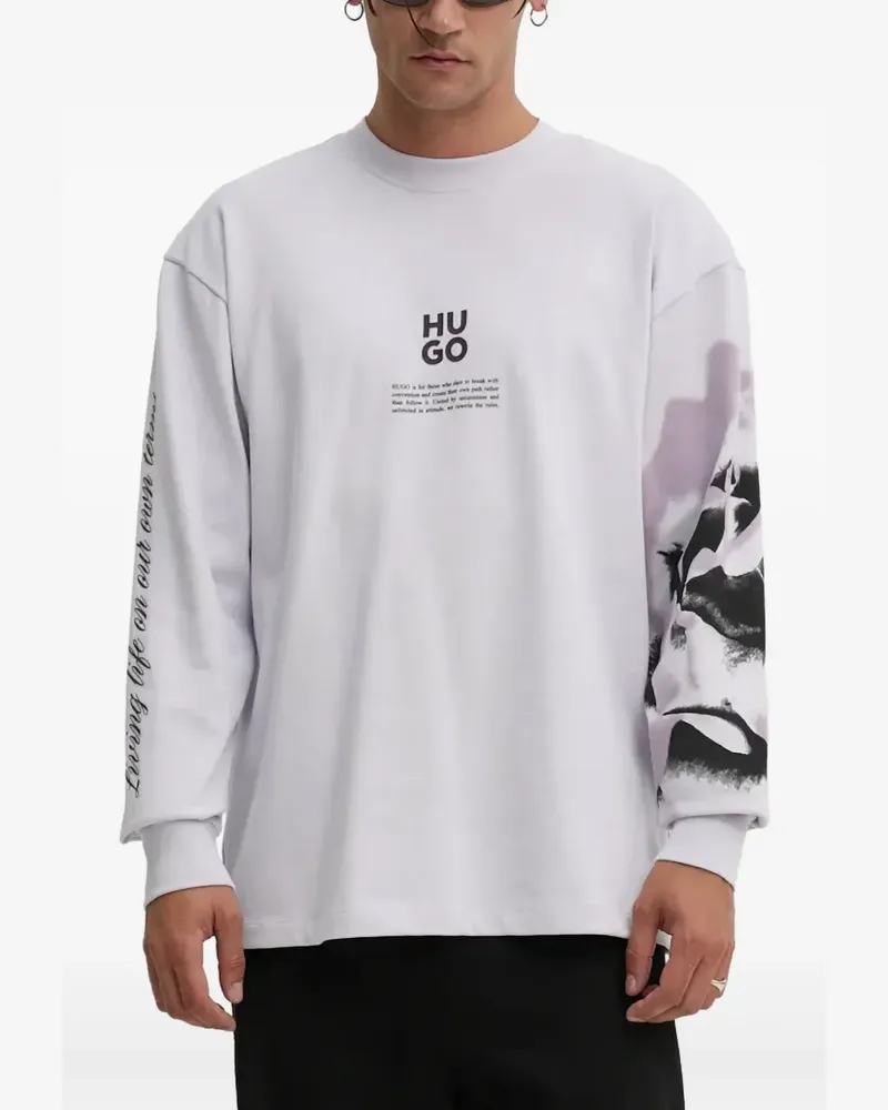 HUGO BOSS Langarmshirt mit grafischem Print - Violett Violett