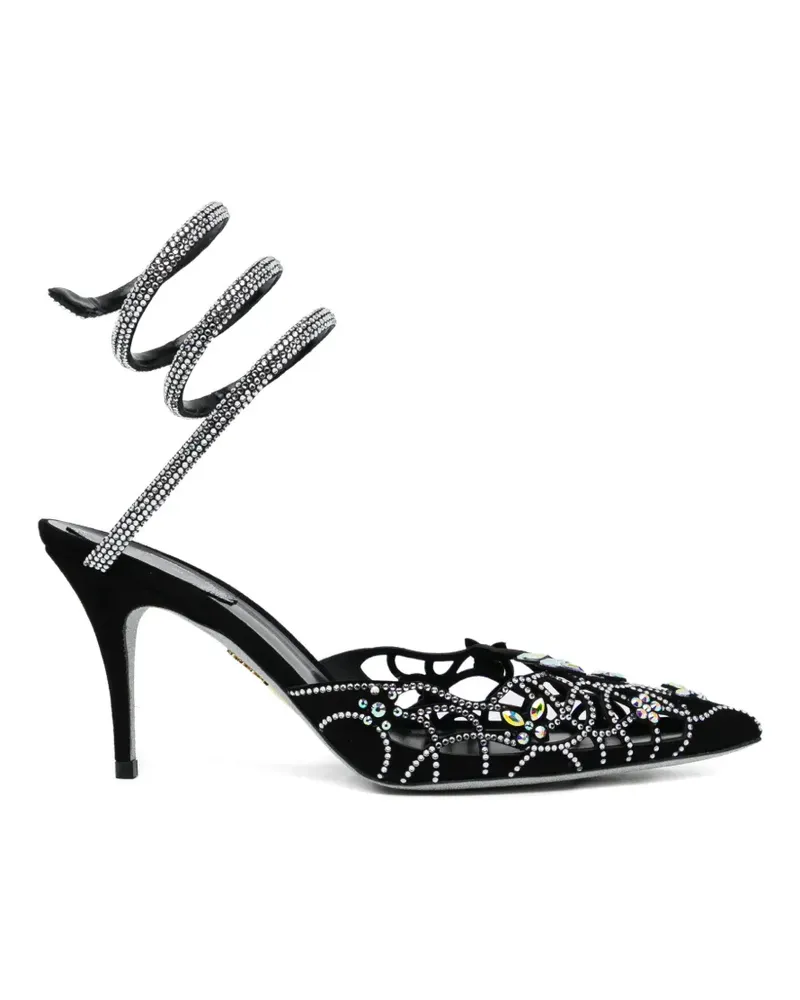 René Caovilla 80mm crystal-embellished pumps - Schwarz Schwarz