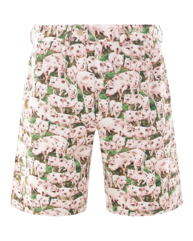 BLESS pigs print pleated shorts - Nude Nude