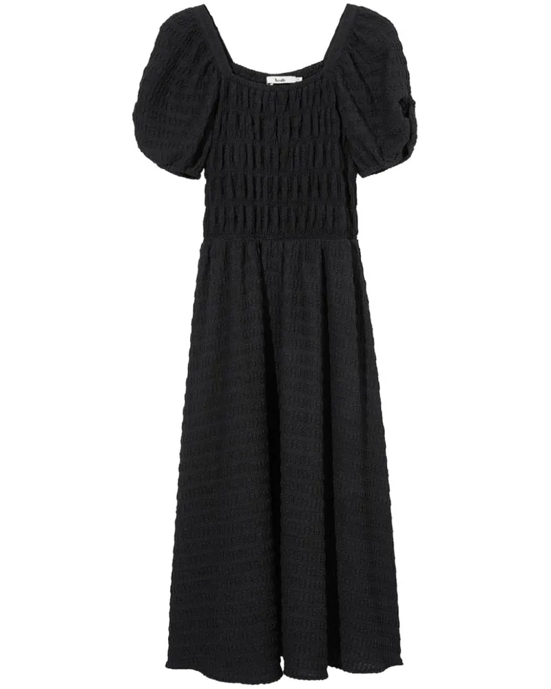 b+ab Gesmoktes Midikleid - Schwarz Schwarz