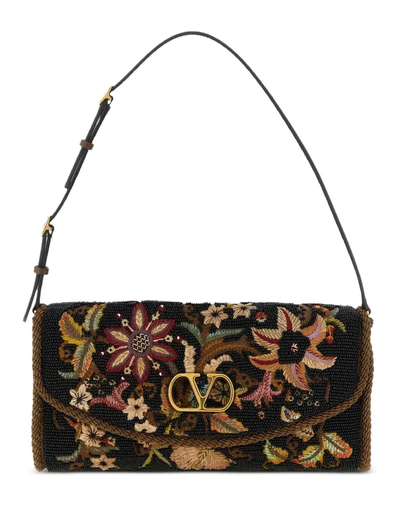 Valentino Garavani Kleine DeVain Schultertasche mit Perlen - Schwarz Schwarz