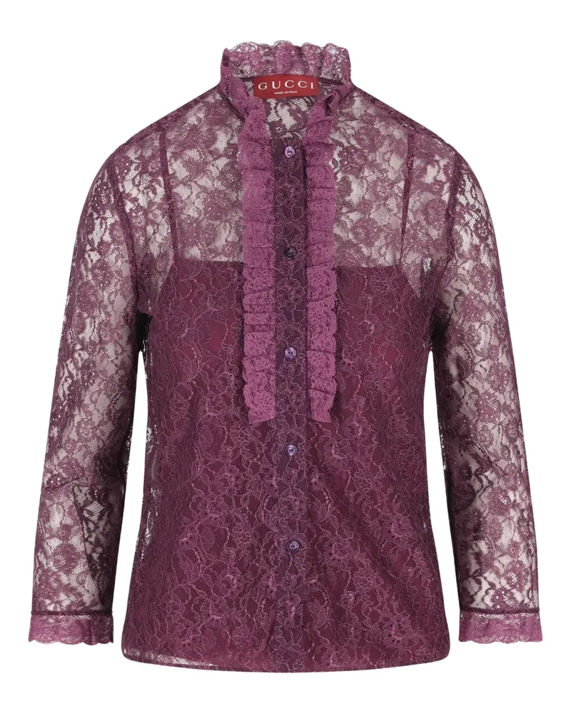 Gucci ruffled lace shirt - Violett Violett
