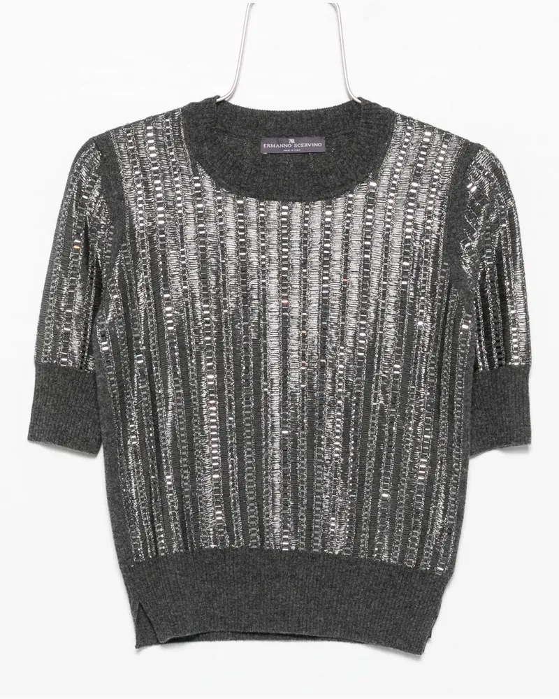 Ermanno Scervino Kurzärmeliger Pullover mit Pailletten - Grau Grau
