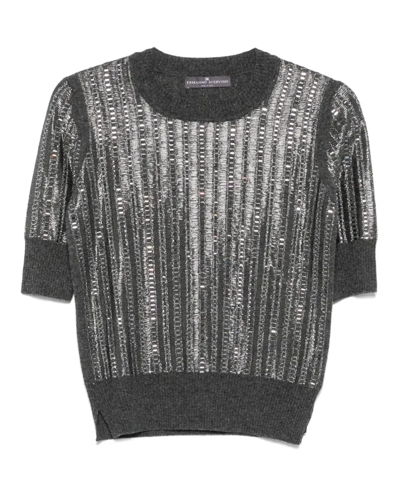 Ermanno Scervino Kurzärmeliger Pullover mit Pailletten - Grau Grau