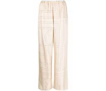 Pyjama-Hose mit Monogrammmuster - Nude