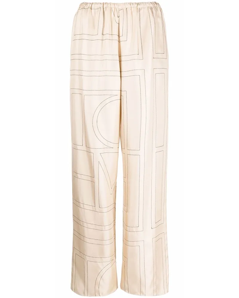 Totême Pyjama-Hose mit Monogrammmuster - Nude Nude