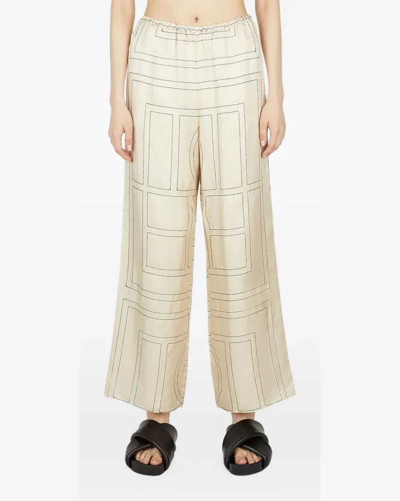 Totême PJ-Hose aus Seide mit Monogramm - Nude Nude