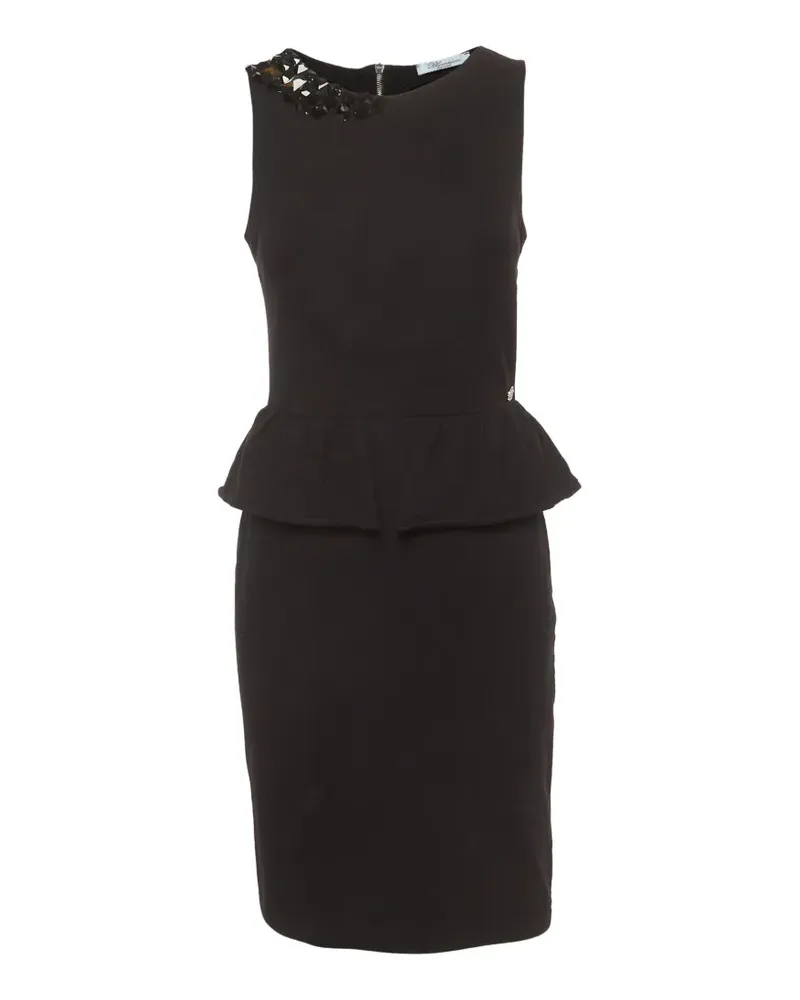 Blumarine embellished peplum midi dress - Schwarz Schwarz