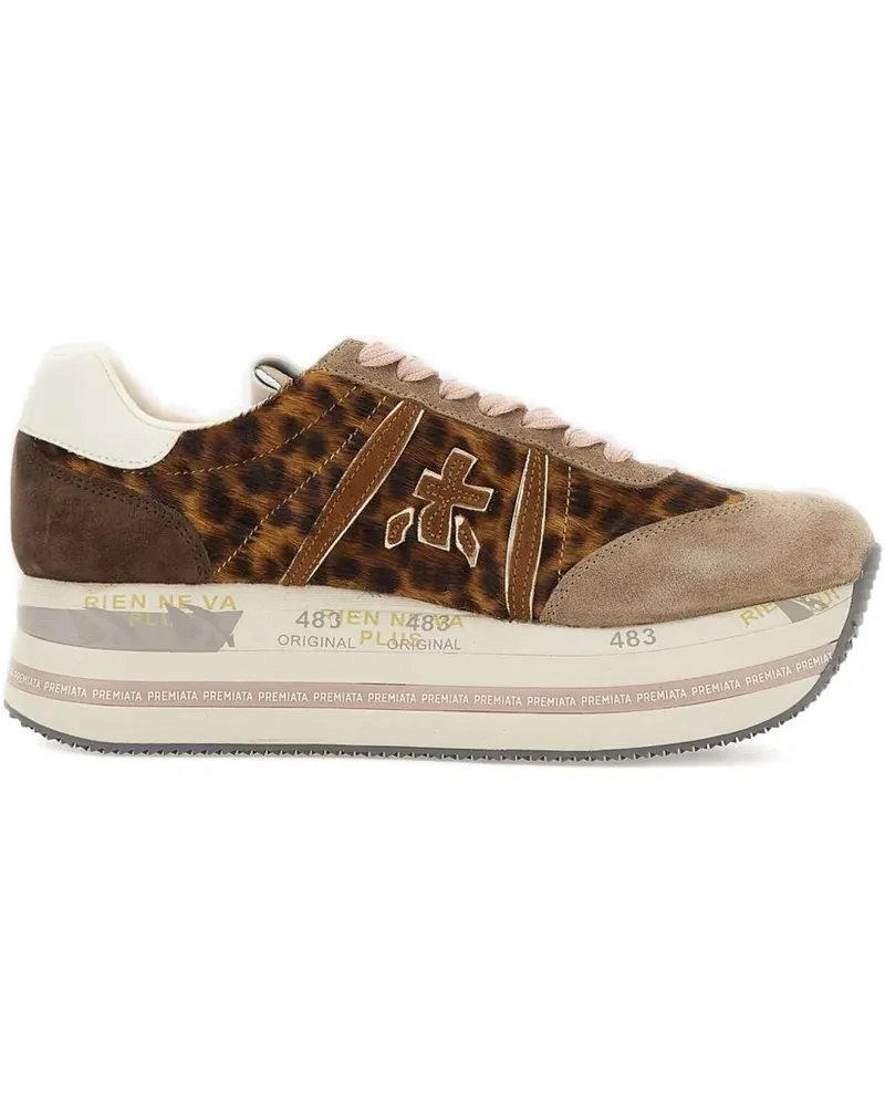 Premiata Beth 7741 Plateau-Sneakers mit Animal-Print - Braun Braun