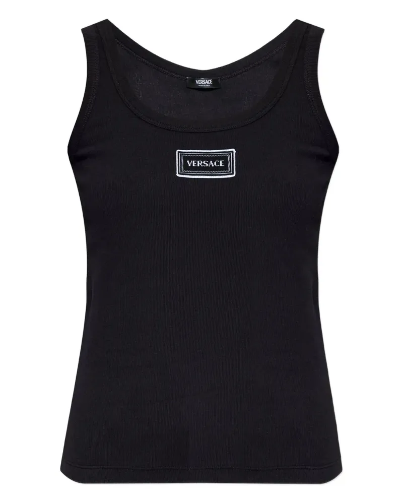 Versace Trägershirt mit Logo-Patch - Schwarz Schwarz