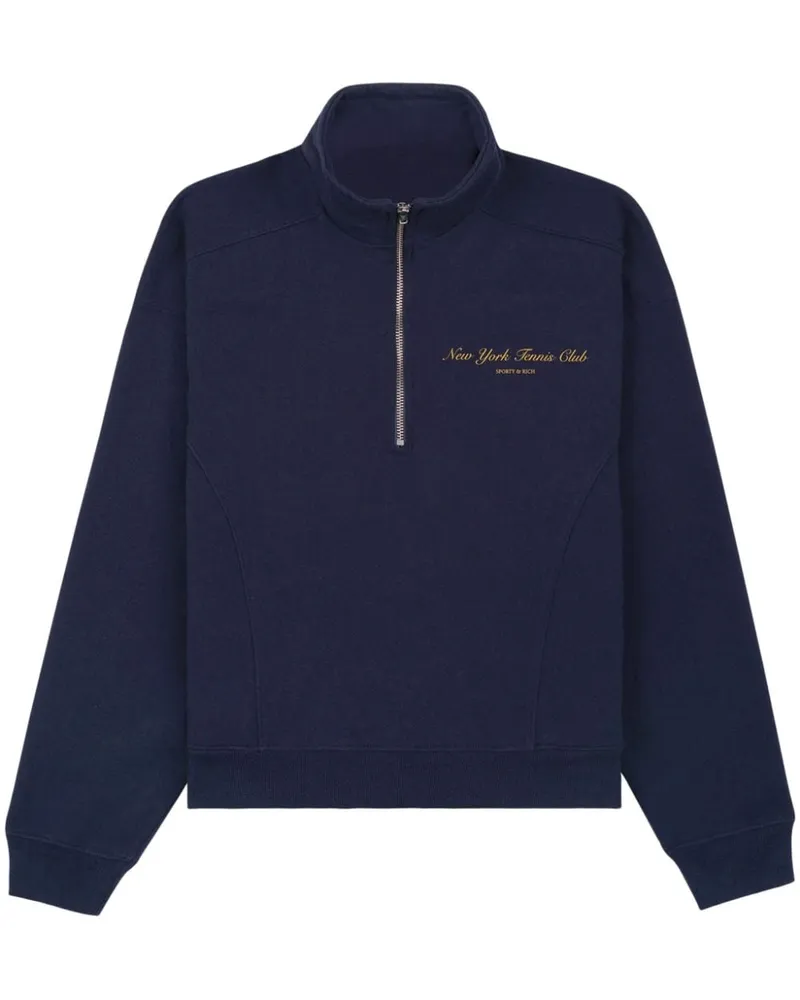 SPORTY & RICH Sweatshirt mit Logo-Print Blau