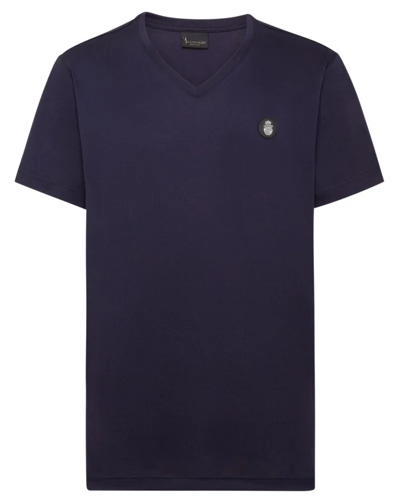 Billionaire T-Shirt mit Logo-Patch - Blau Blau