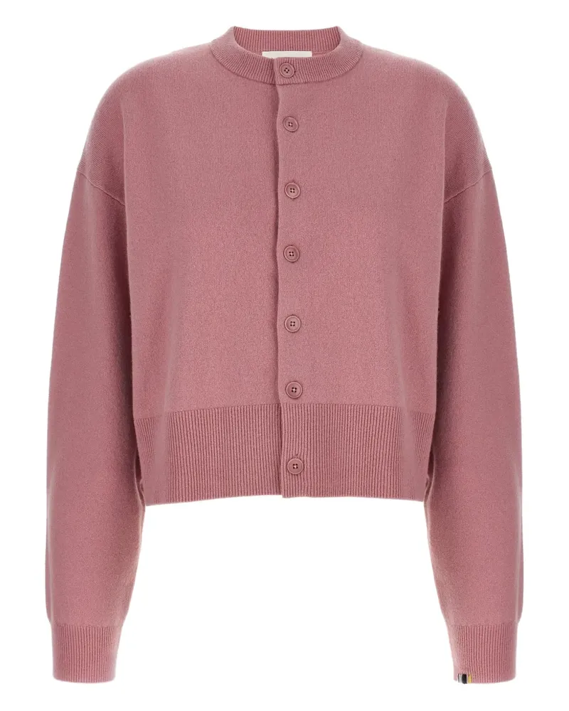 extreme cashmere Rundhals-Cardigan mit Umschlag - Rosa Rosa