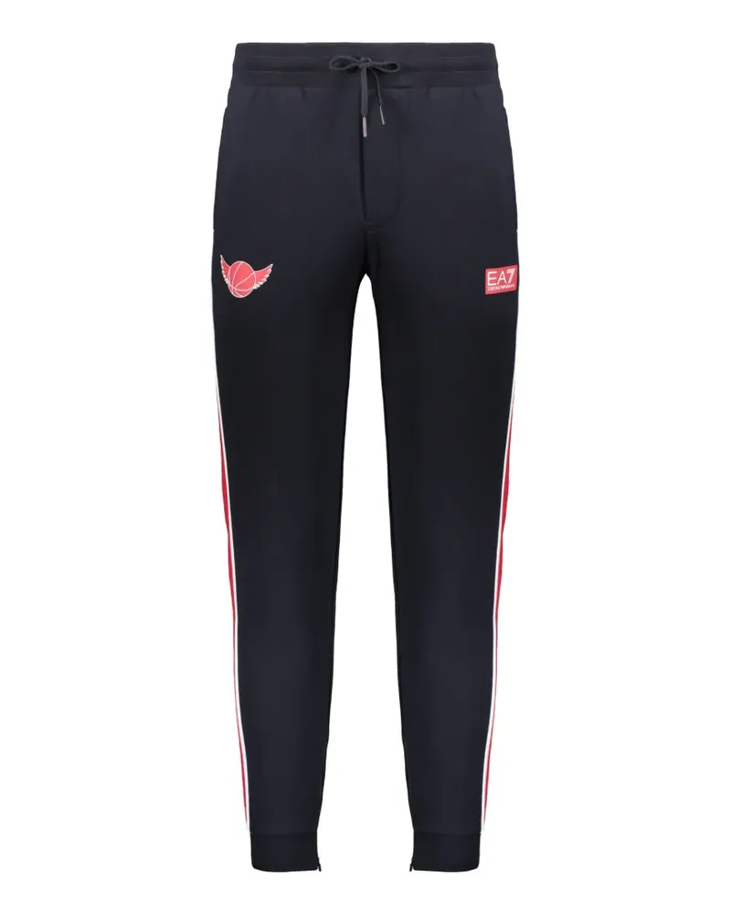EA7 logo-patch side-stripe track pants - Blau Blau