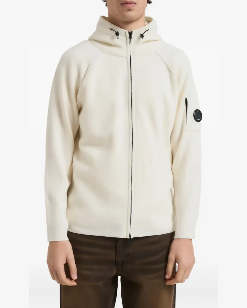C.P. Company logo-detail zip-up hoodie - Nude Nude