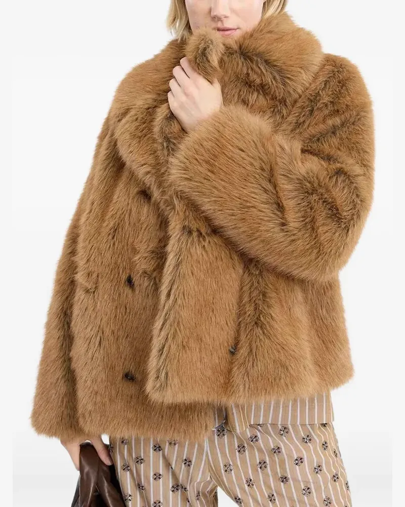 MUNTHE Vestine faux-fur double-breasted jacket - Braun Braun