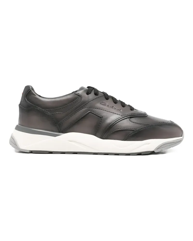 Santoni panelled leather sneakers - Braun Braun