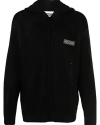 Moschino Hoodie mit Lochstrickmuster Schwarz