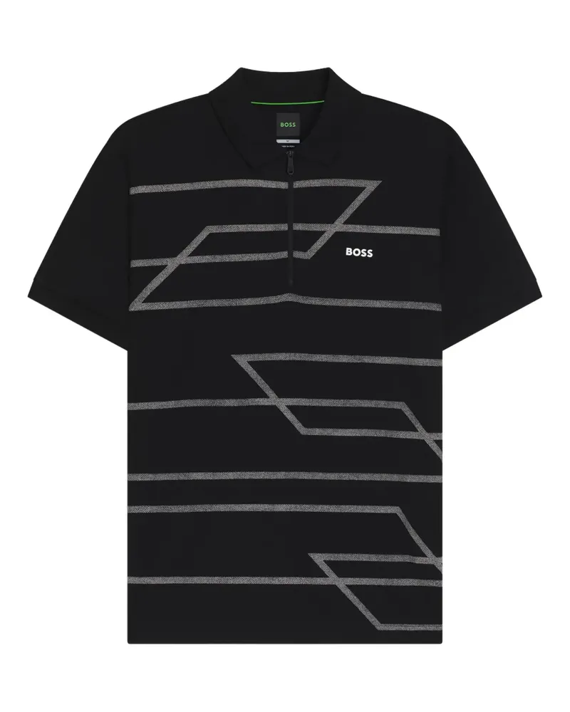 HUGO BOSS Geometrisch gemustertes Poloshirt - Schwarz Schwarz