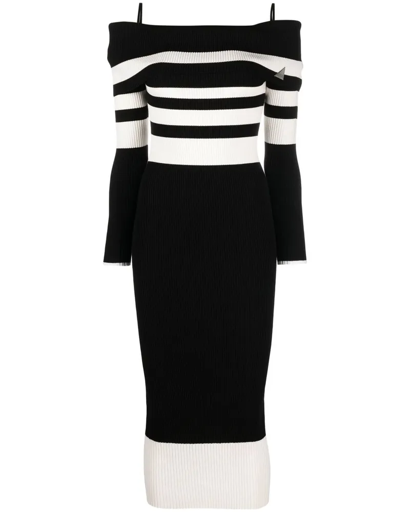 ATTICO Schulterfreies Kleid mit Streifen - Schwarz Schwarz