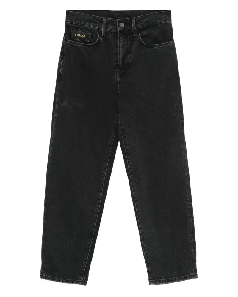 Liu Jo Straight-Leg-Jeans mit Logo - Schwarz Schwarz