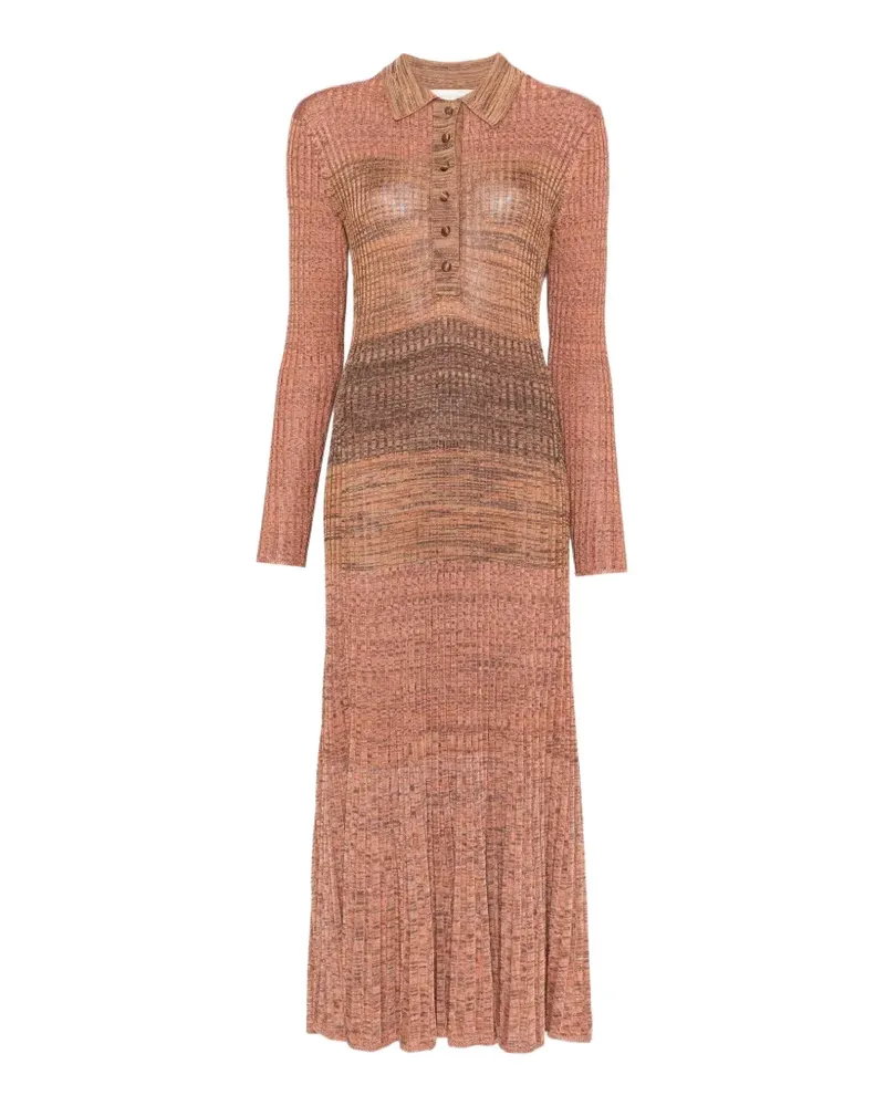 Zimmermann Geripptes Midikleid mit Polokragen - Orange Orange