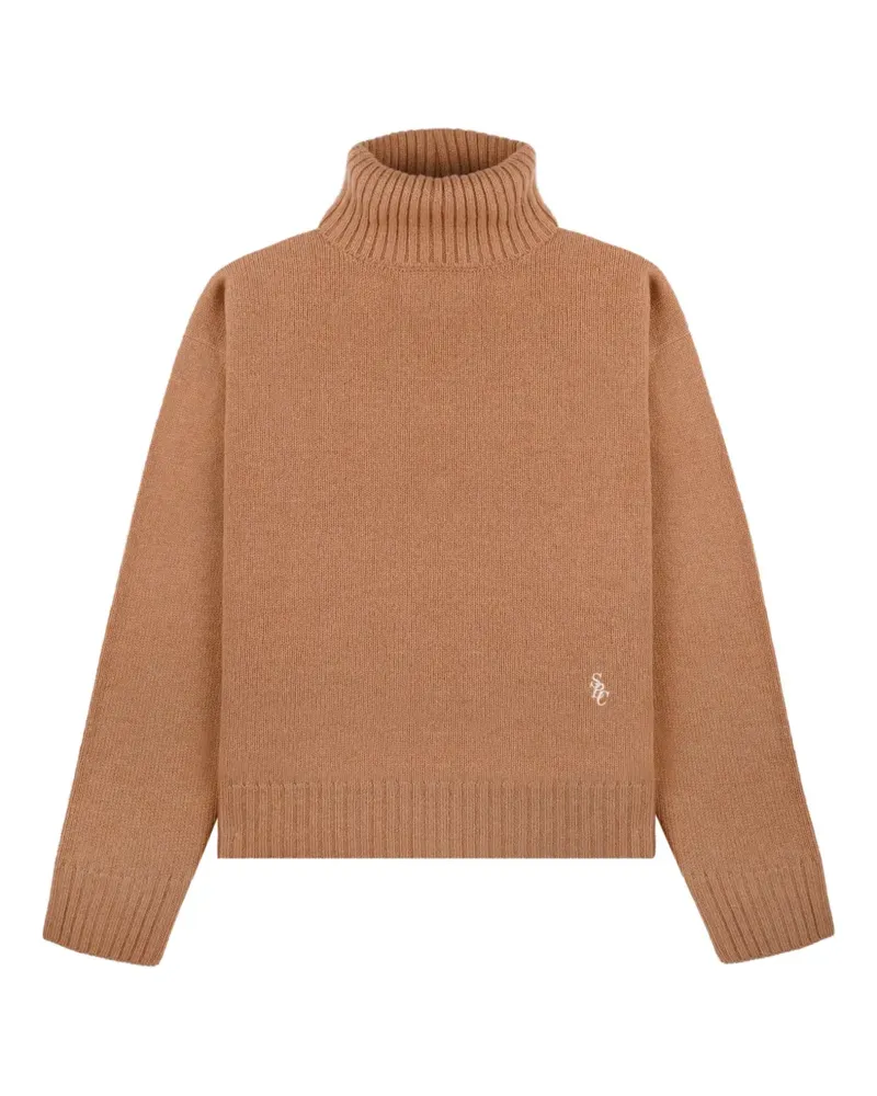 SPORTY & RICH SRC turtleneck logo-embroidered sweater - Braun Braun