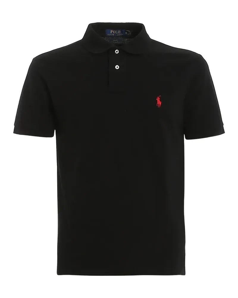 Ralph Lauren Schmales Poloshirt mit Logo-Stickerei - Schwarz Schwarz