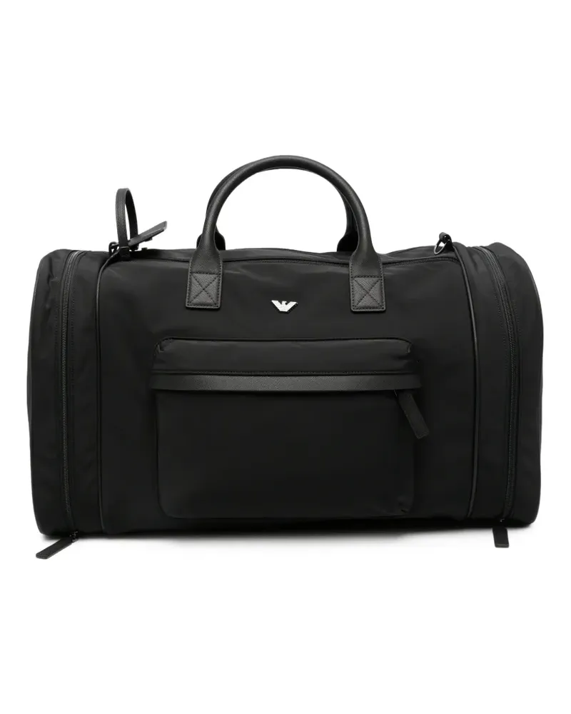 Emporio Armani Reisetasche mit Logo-Schild - Schwarz Schwarz