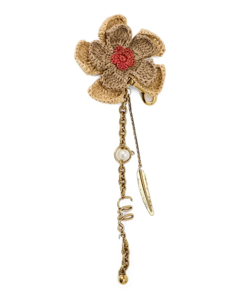 Chloé Taschenanhänger mit gehäkelter Blume - Nude Nude