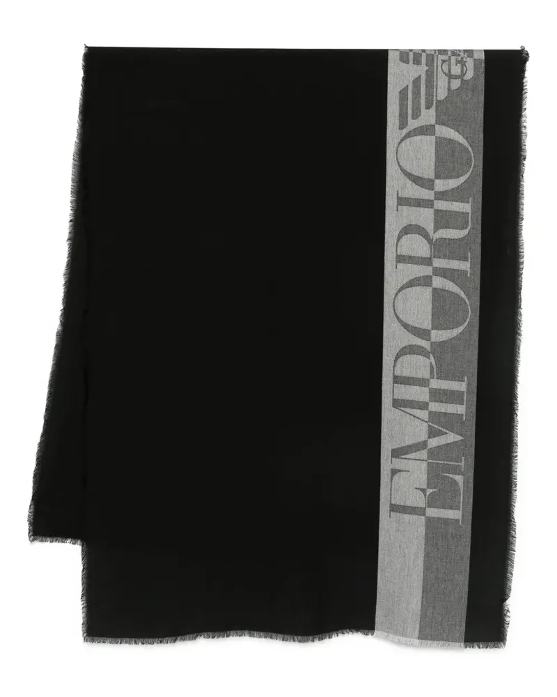 Emporio Armani Schal mit Fransen - Schwarz Schwarz