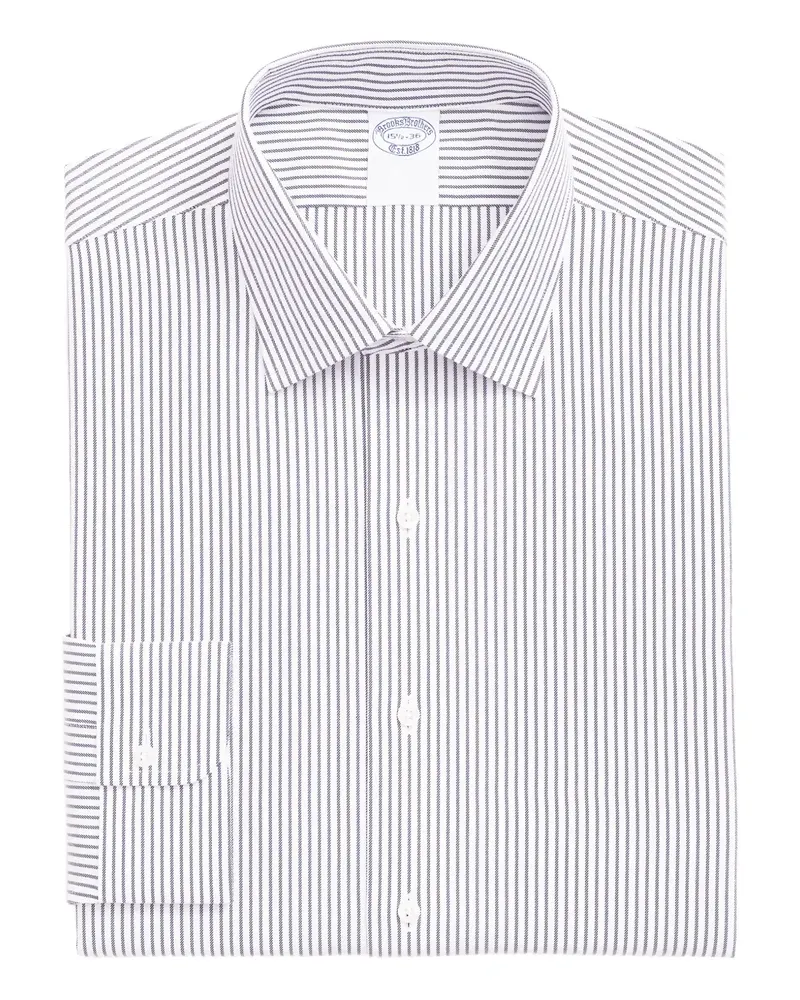 Brooks Brothers Gestreiftes Seidenhemd - Weiß Weiß