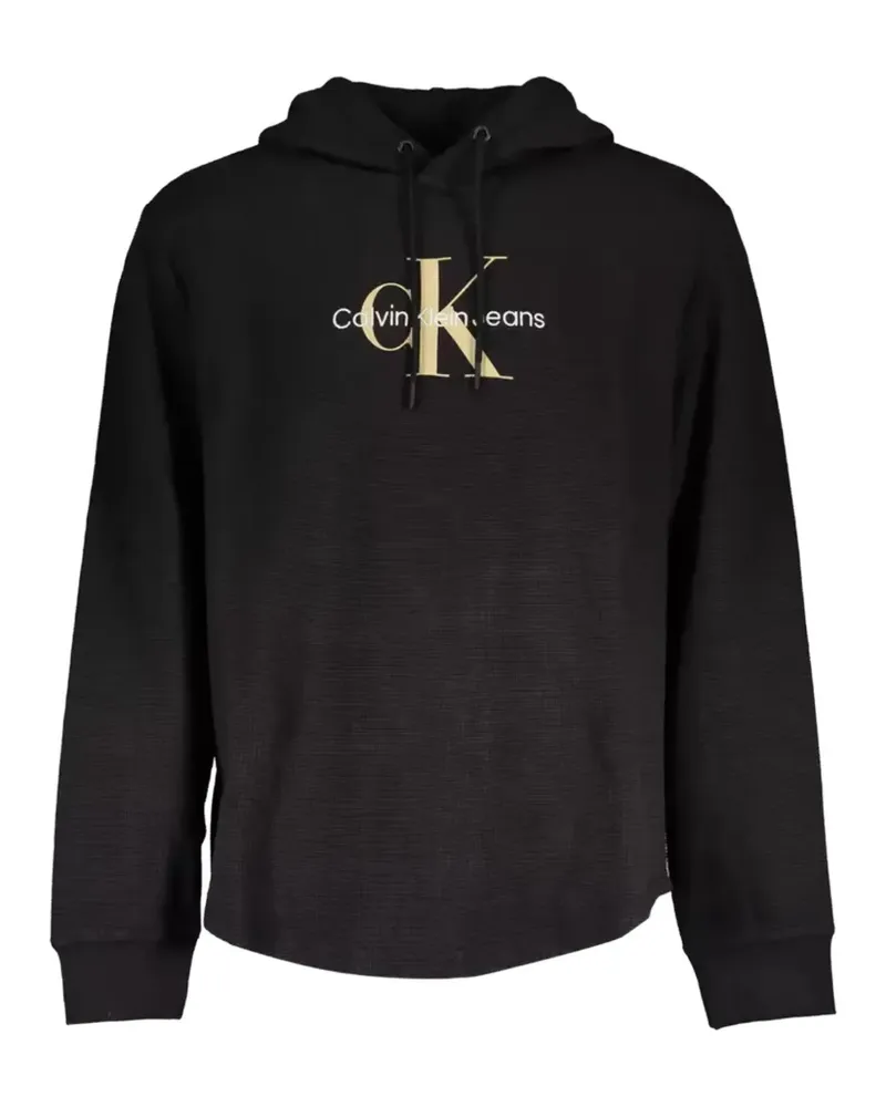 Calvin Klein logo-embroidered knitted hoodie - Schwarz Schwarz