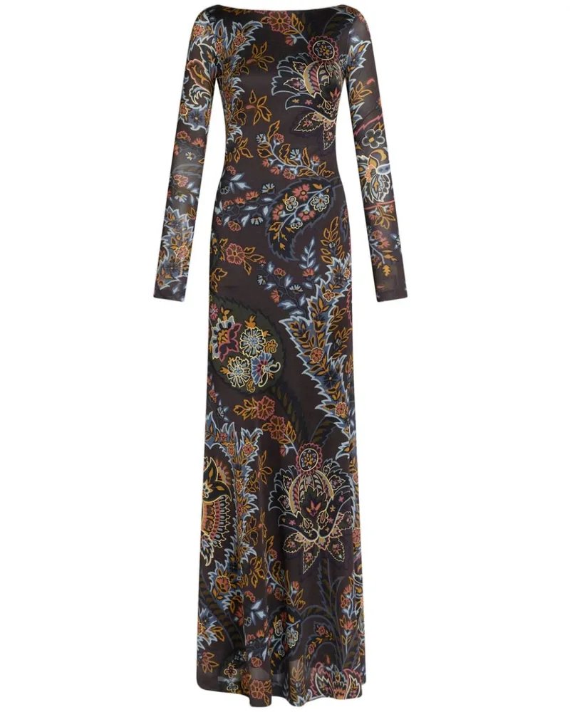 Etro Maxikleid mit Paisley-Print - Schwarz Schwarz