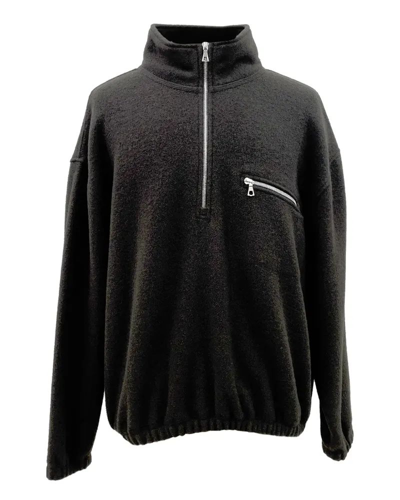 Rier Fleece-Sweatshirt mit halblangem Reißverschluss - Schwarz Schwarz