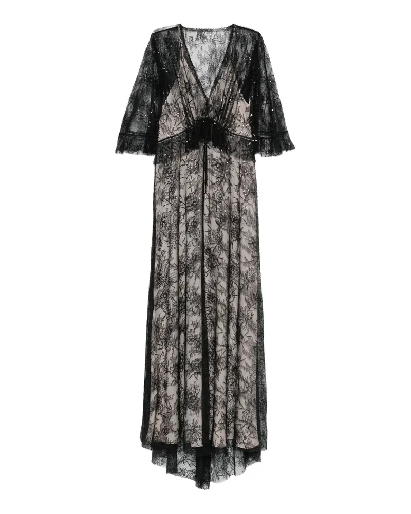 Alberta Ferretti lace V-neck maxi dress - Schwarz Schwarz