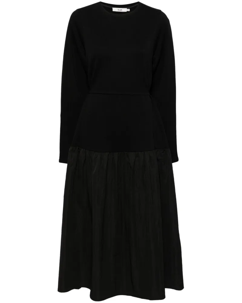 b+ab Zweifarbiges Midikleid - Schwarz Schwarz