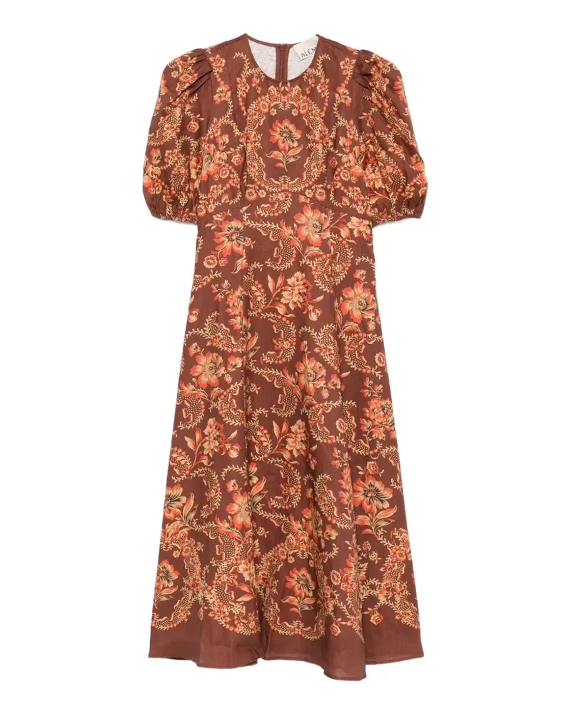 ALEMAIS Seraphina Midikleid mit Puffärmeln - Braun Braun