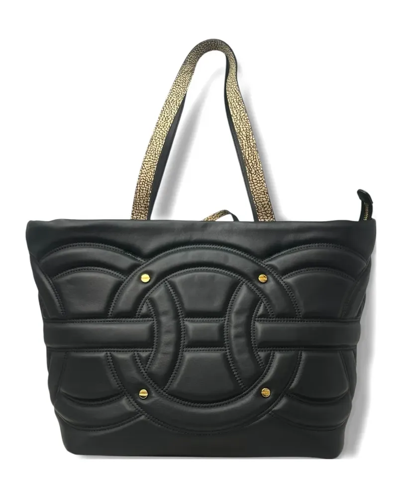 Borbonese Handtasche mit Nieten - Schwarz Schwarz
