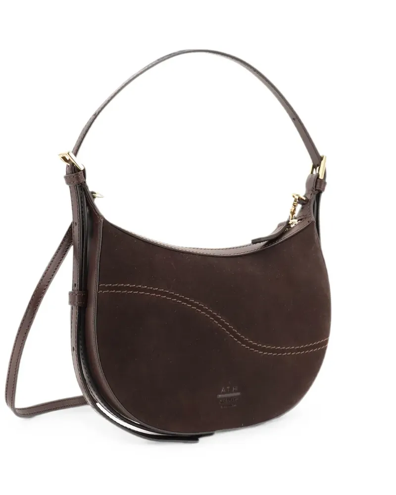 ATP Atelier mini Silea suede-panelled curved shoulder bag - Braun Braun