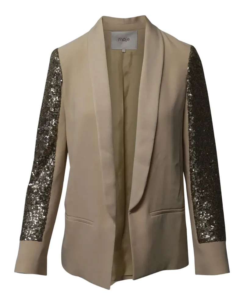 Maje Sequin sleeve shawl blazer - Nude Nude