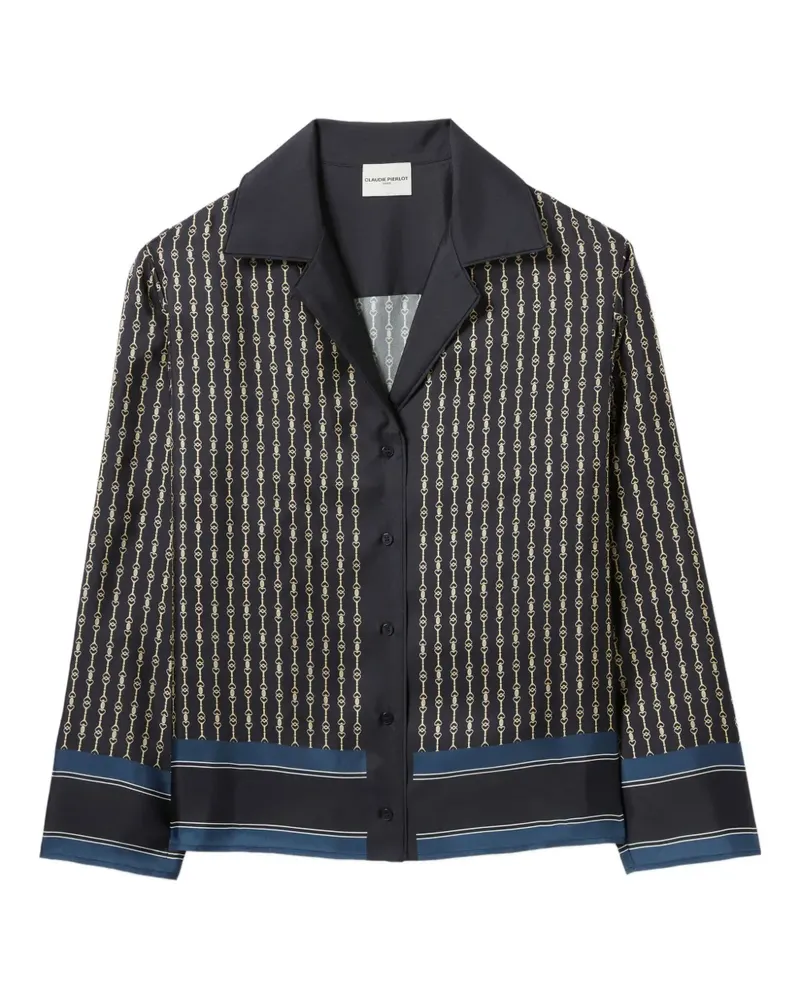 Claudie Pierlot Seidentop mit Ketten-Print - Blau Blau