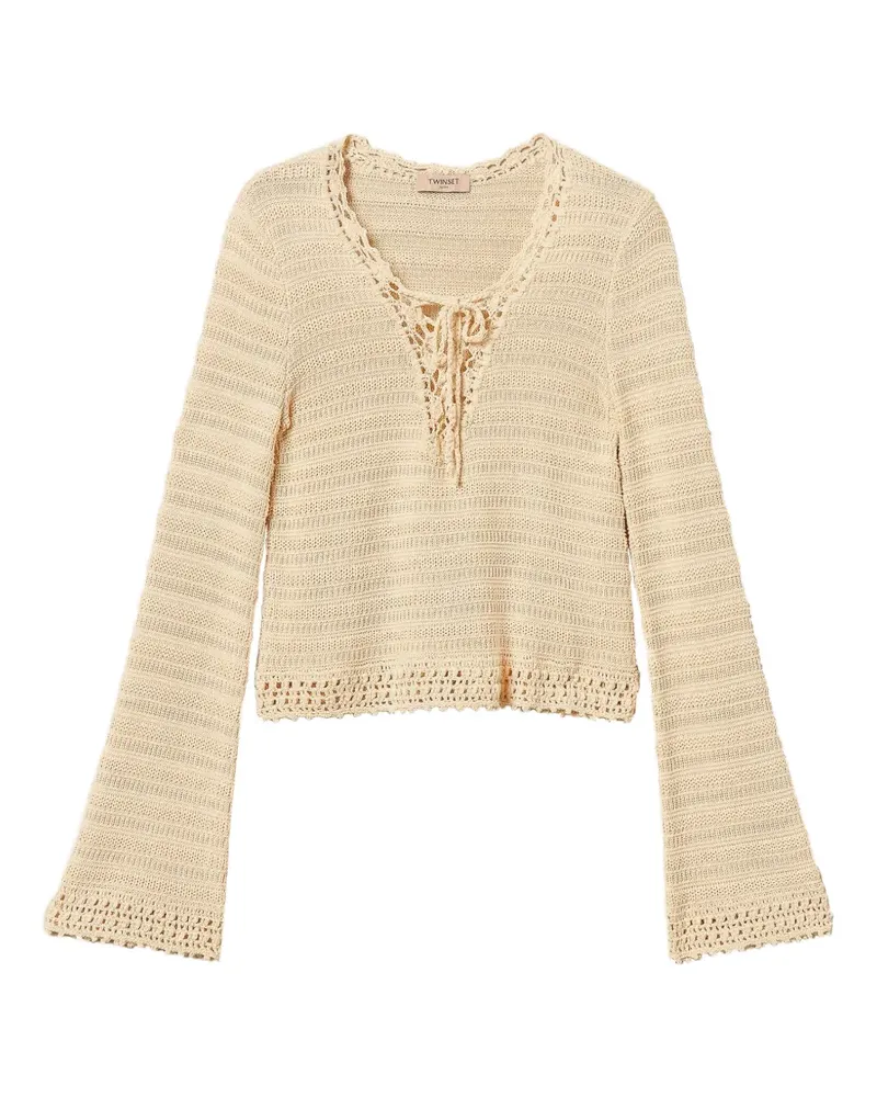 Twin-Set Oberteil mit V-Ausschnitt - Nude Nude