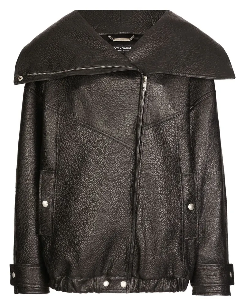 Dolce & Gabbana Bikerjacke aus Leder - Schwarz Schwarz