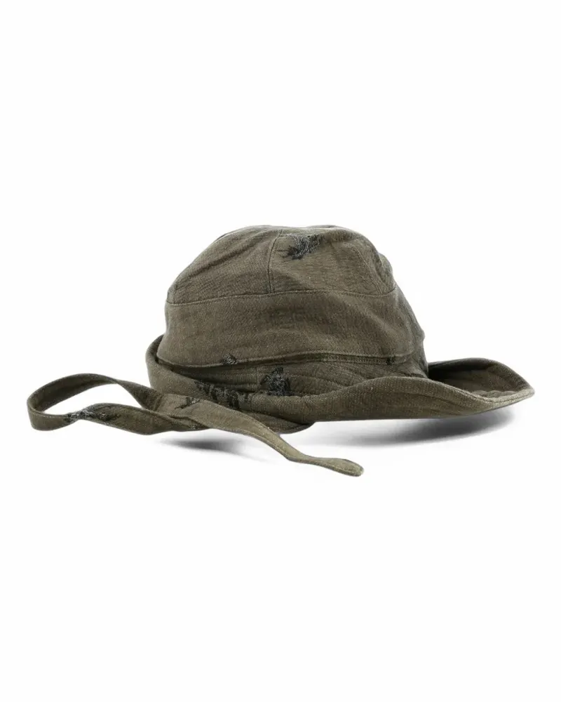 Ziggy Chen Hybrid distressed-effect bucket hat - Grün Grün