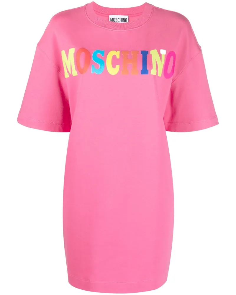 Moschino T-Shirtkleid mit Logo-Print Rosa