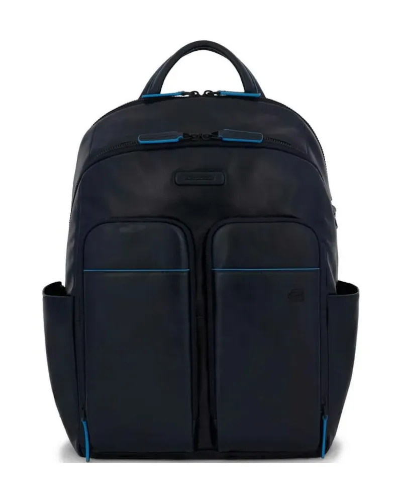Piquadro logo-patch backpack - Blau Blau