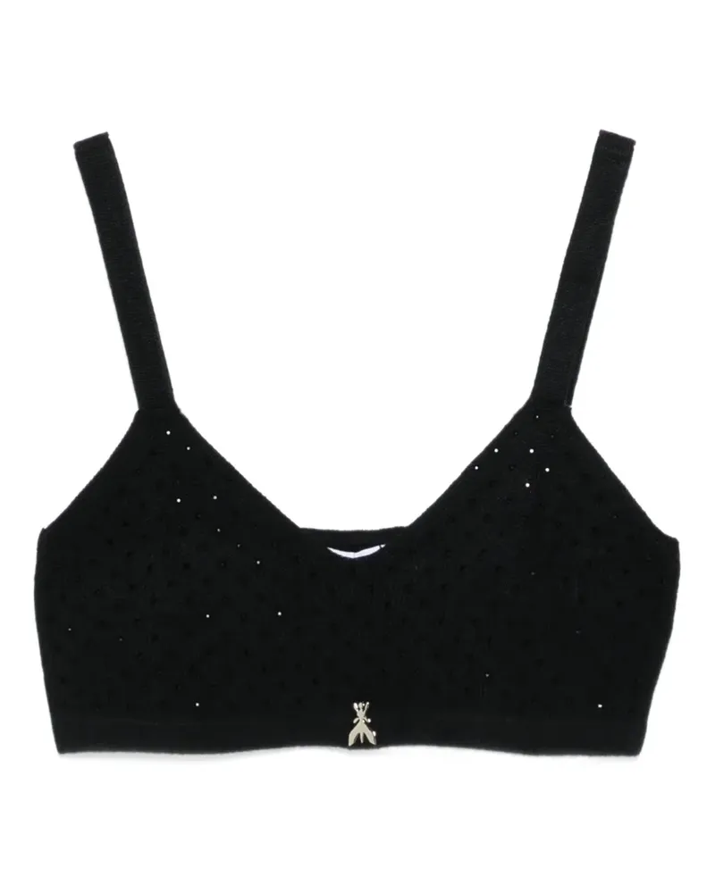 Patrizia Pepe Top mit Strass - Schwarz Schwarz